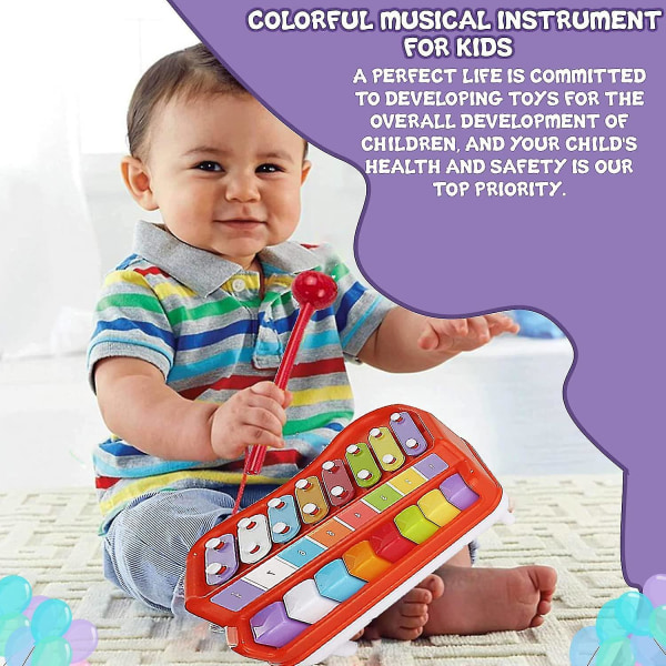 2 i 1 baby för småbarn, baby , 8 mångfärgade tangentskalor i skarpa och klara toner med klubbormusik