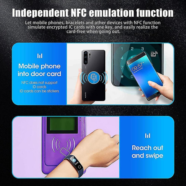 Nfc Rfid-kortkopieringsläsare, nfc Smart Card Reader Writer Rfid Copier, engelsk version Icopy X100 Nfc Id Ic Reader（Svart）