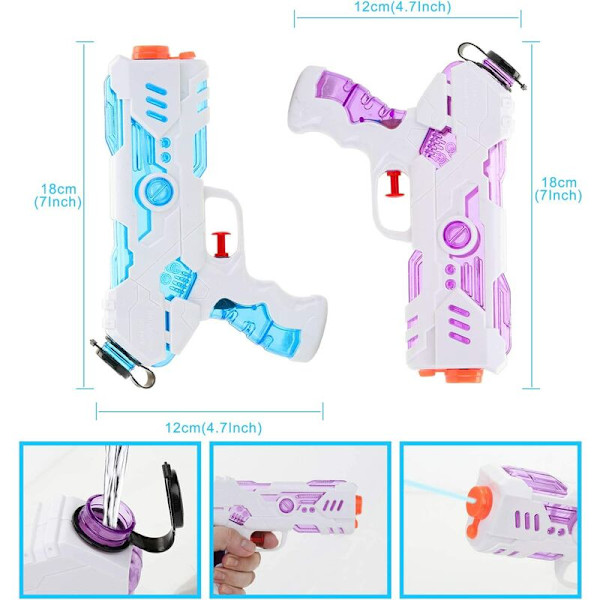 Vattenpistol Mini-2 Pack 250ML Vattenspruta för Utomhus Sommarfester, Utomhuspool, Strand, Barn och Vuxna Vattenpistol, Liten Vattenpistol