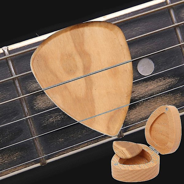 Plektrumhållare i trä för gitarr, förvaringslåda för plektrum, musikaliska presenter