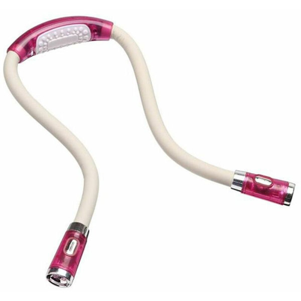 Handsfree 4 LED justerbar läslampa, flexibel läslampa för läsning i sängen, 3 ljusstyrkor, rosa