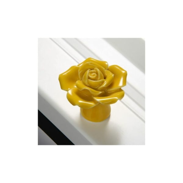 Dörrhandtag, Vintage Rosa Keramikknopp, Skåp Skåp Lådhållare, Retro Blomma, Gul
