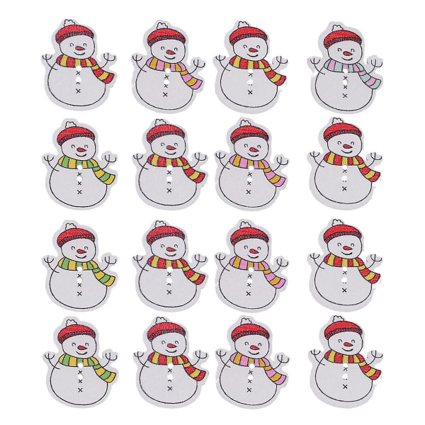 50 st tecknade snögubbe knappar jul trä knappar DIY barn flickor sy tillbehör (2,4x2,9 cm, färg)