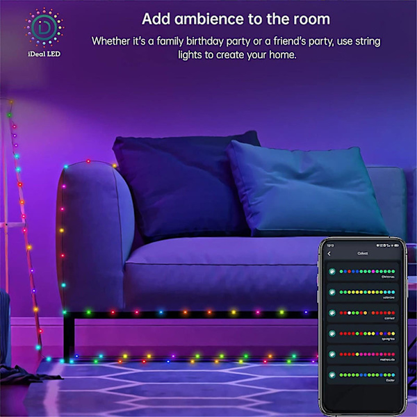 LED-slinga RGB-färg intelligent APP kan DIY inredning röststyrning slinga（A）