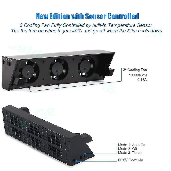 Ps4 Slim Turbo Kylfläkt Extern USB-kylare, Automatisk Temperatursensor