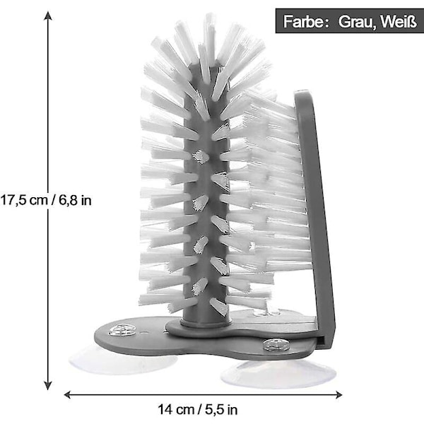 Glasvaskbørste Dobbeltsidet Børstebørste med Stor Sugeskop til Vinglas