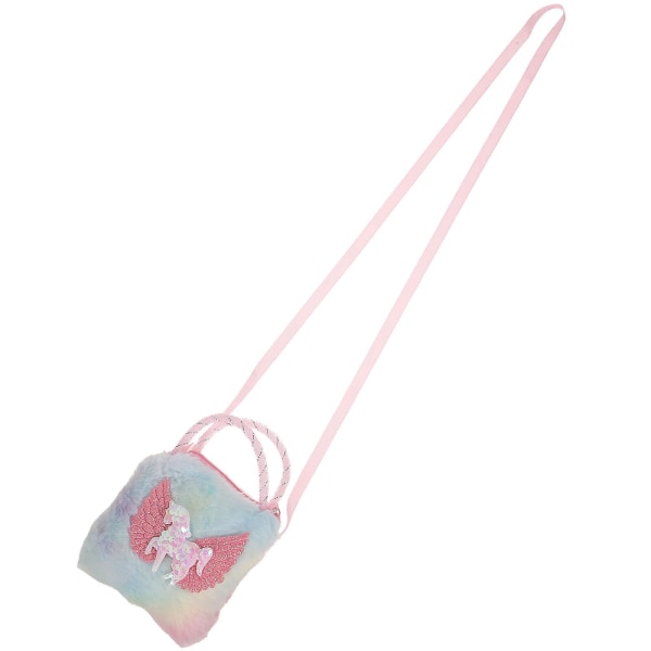 Unicorn Crossbody-väska Plysch Unicorn-axelväska Little Girls Unicorn-handväska (13X12,5 cm, vit)