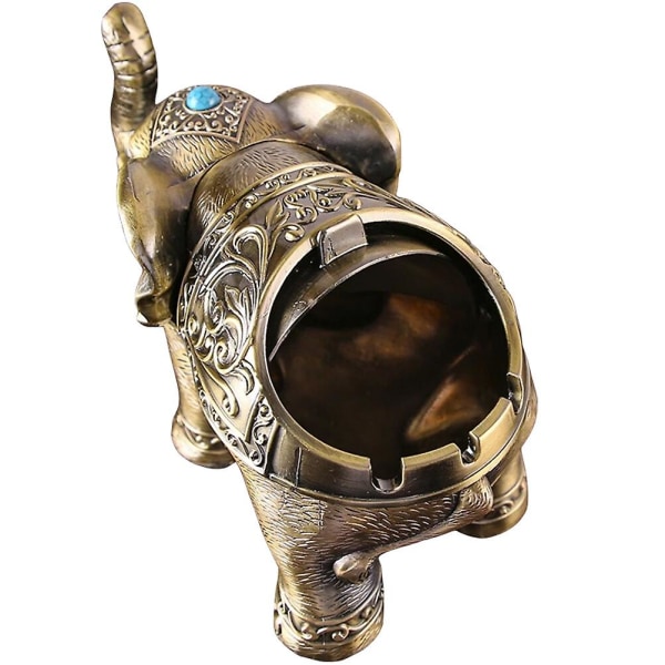 Metall elefantaskebeger Vindtett antikt askebeger dekorativt askebeger med deksel (19X9,5X11cm, som vist på bildet)