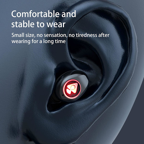 5.3 Tre digital trådlös Bluetooth-headset med display, låg latens, cool andningsljus, kan användas som powerbank (svart)