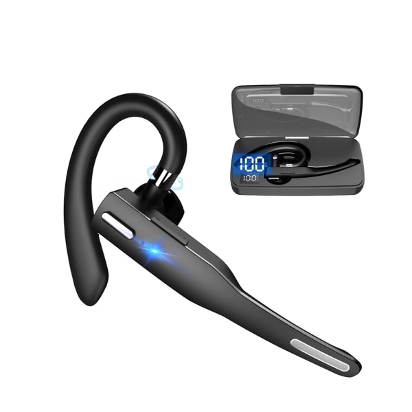 Bluetooth Headset Trådlöst Bluetooth Earpiece V5.0 handsfree hörlurar med inbyggd mikrofon för bilkörning/affärer/kontor (svart)