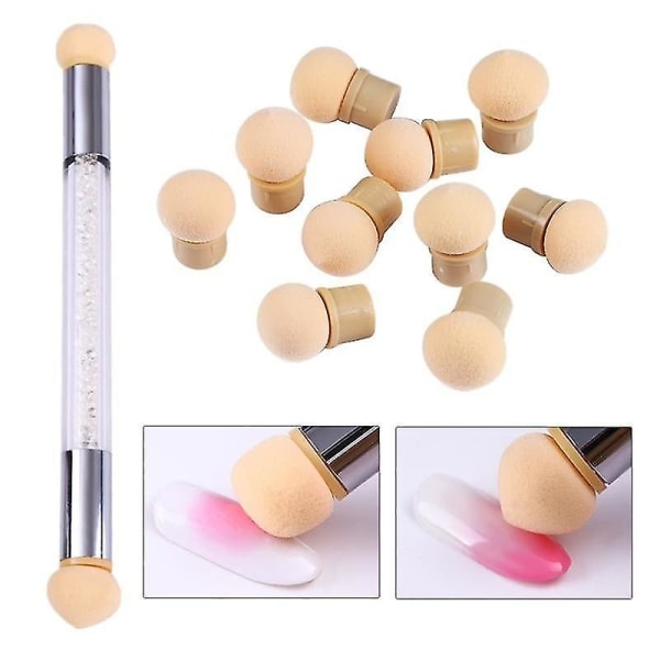 Set 8 Nail Art Brush double Ended Shading Pen Dotting Brush Sponge Head H le