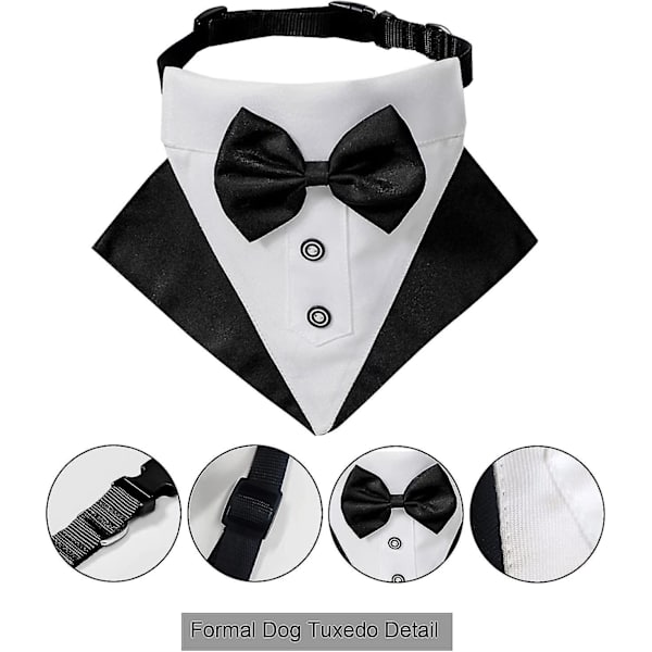 Virallinen koiran smokki, 2 osaa hääkoiran bandana-kaulus, bandana-koirat, säädettävä koiran smokkikaulus pienille, keskisuurille ja suurille pennuille (s 10,6 tuumaa 15,7