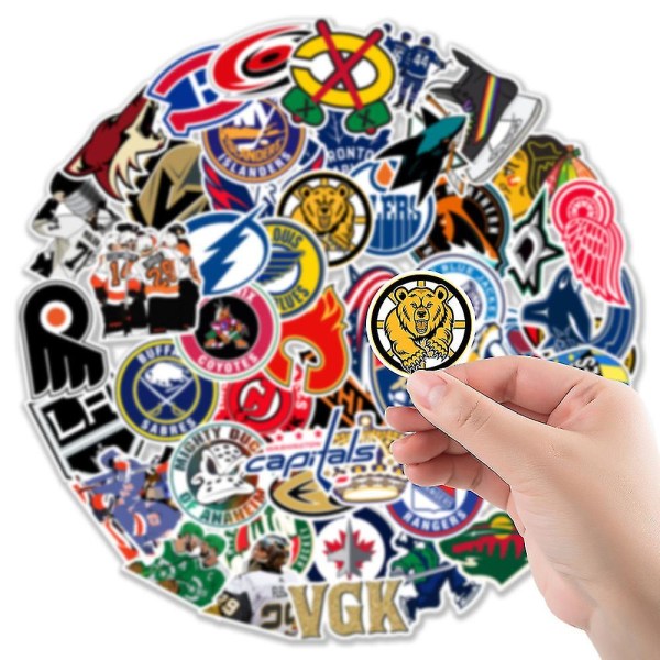 50 pakkauksen Hockey Team Fan Logo Tarrasarjan vedenpitävät tarrat