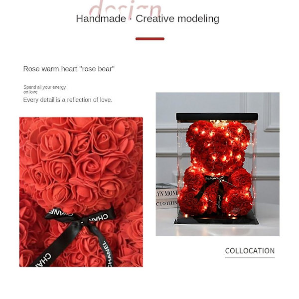 Handgjorda bevarade blommor, flerfärgade LED-lampor, perfekt present till alla hjärtans dag, mors dag och årsdag (hud