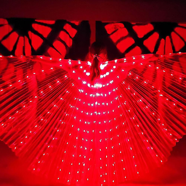 Bästsäljande LED-ljus magdansvingar - Glow Angel Dance Wings för vuxna och barn Multi-color（Röd）