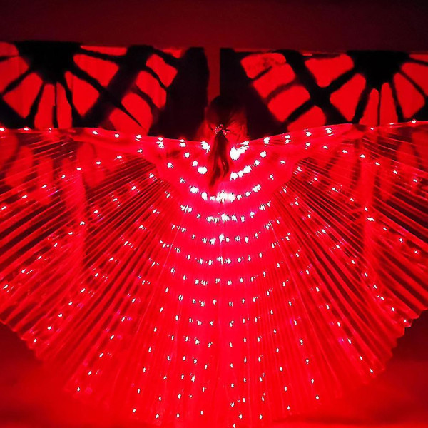 Bedst sælgende LED-lys Mavedansvinger - Glødende engledansevinger til voksne og børn i flere farver (rød)
