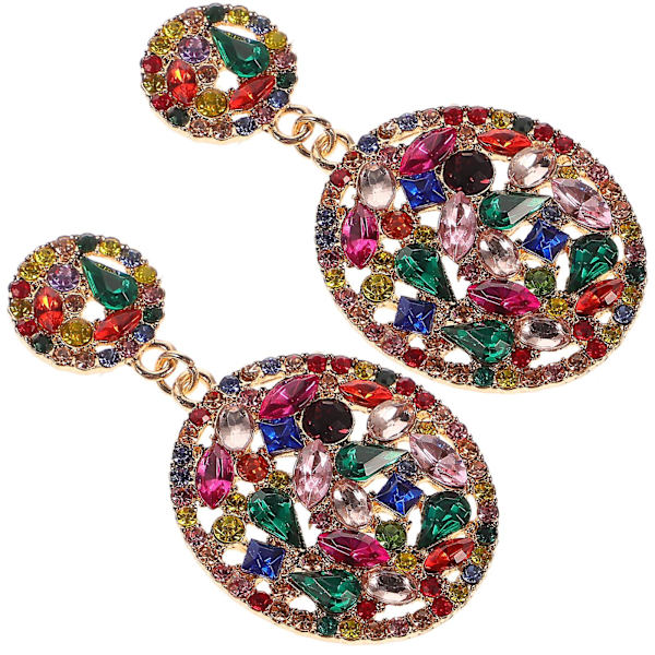 1 par krystall øredobber dråpe øredobber dråpe øredobber dame smykker (6,8X3,5 cm, assorterte farger)