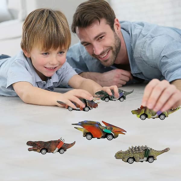 Dinosaurie Leksak Pull Back Bilar, 6 Pack Dino Leksaker För Barn