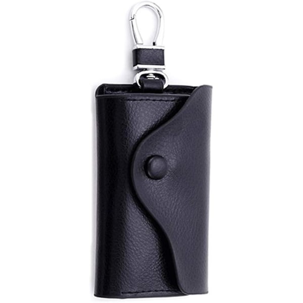(svart) Lädernyckelhållare, plånbok, lädernyckelhållare, lädernyckelhållare med bilnyckelhållare, case med korthållare