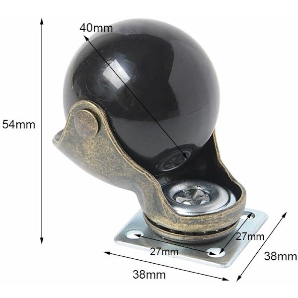 4 möbelhjul (40 mm - utan bromsar)