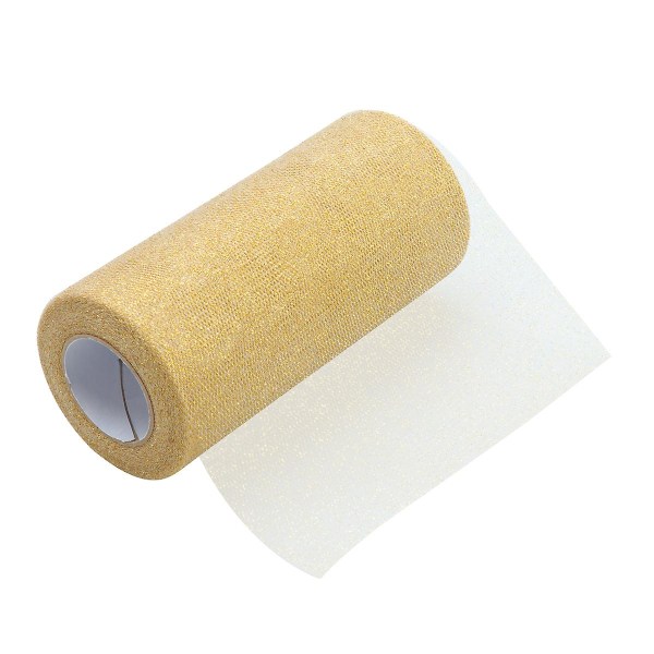 Inch Glitter Tulle Ribbon Roll Glitter Tulle Roll 25 Yards Tulle Spole (Guld) (15.00X7.00X0.10CM, Guld)