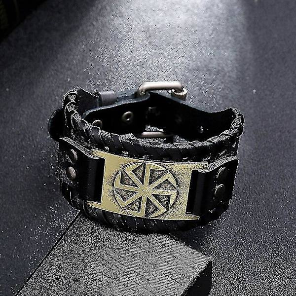Europæisk og amerikansk hånddekoreret titanium stål punk herre armbånd（brun）