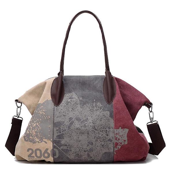 Dam canvas handväska med speciella färger (lila kaffe)