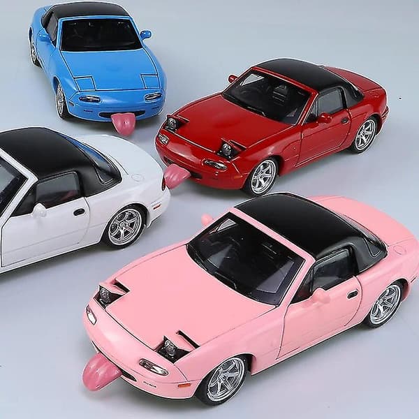 1:32 Mazda Mx5 Mx-5 Superbil Lekebil i Støpt Metall Med Lyd og Lys, Pull Back, Barnelek, Samleobjekt, Bursdagsgave (Hvit)