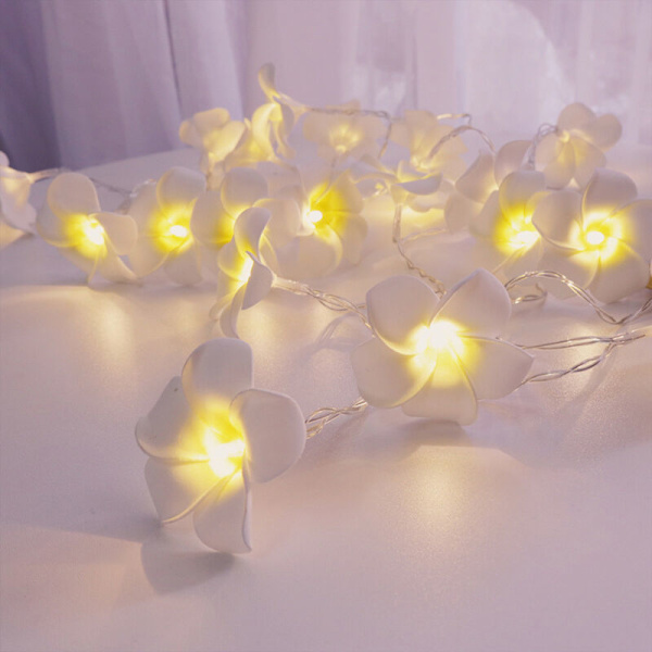 Frangipani - Batteridrivna konstgjorda ljusslingor, för julfest, familjebröllop, strand-gul10lampor
