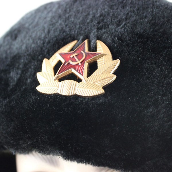 2023 Uudet kuumat Venäjän armeijan sotilaalliset hatut Lentäjähattu Poliisihattu Miesten cap kuulosuojaimilla (C,musta)