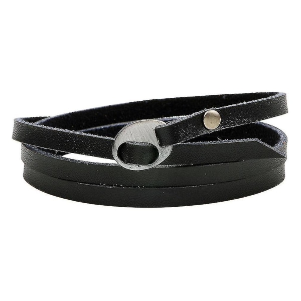 4 stk./parti Multi-lap viklet sort læderarmbånd med legering bogstav Bu