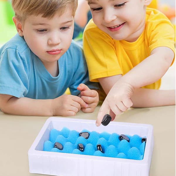 Nytt Magnetiskt Schackspel, Strategispel med 36 Stenar, Rep & Svampbräda (Barn & Vuxna)