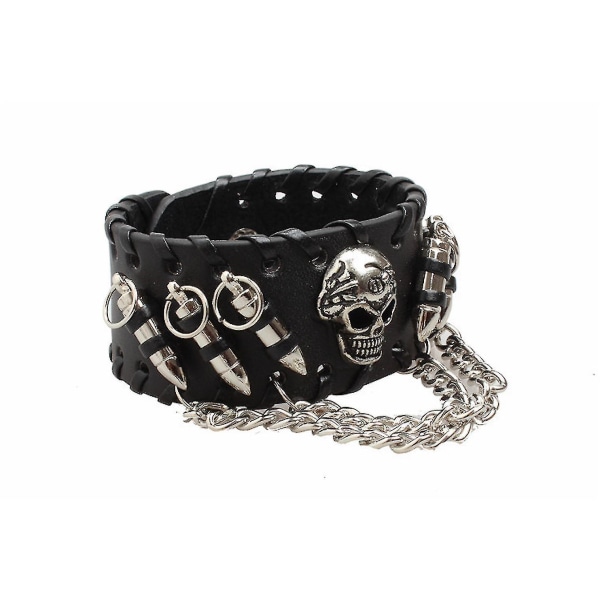 Punk Gothic Rock Bullet Läderarmband Herr