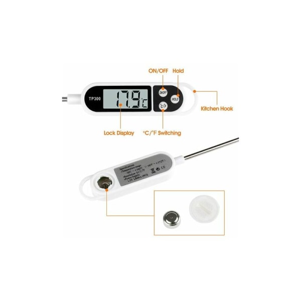 Kökstermometer, digital matlagningstermometer med lång sond