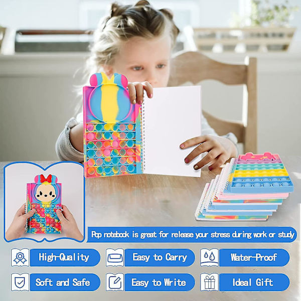 Pop Bubble Fidget Notebook, Popper Notebook För Flickor Pojkar, Stressavlastande Fidget Notes Arbetsbok För Barn Skola Hemma Högskola Kontor(tie-dye)