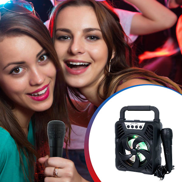 Bärbar Bluetooth-högtalarmikrofon Utomhusljudförstärkning Sång Lyssna på musik Ljud Cool RGB Luminous Trådlös Bluetooth-högtalare（Svart）