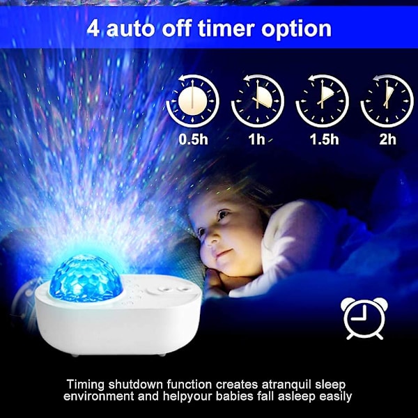 Stjerneprojektor med timer-slukfunktion, Bluetooth og fjernbetjening