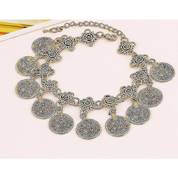 Party Hippy Boho Beach Turkki Korut Kulta Väri Kolikko Vintage Bohemia（S025 Hopea väri）