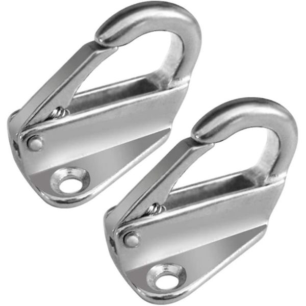 Fjäderfenderkrokar i marinkvalitet i rostfritt stål, hårdvarufjäderfenderkrokar för bogserbåtar och båtar (silver) (2 st)