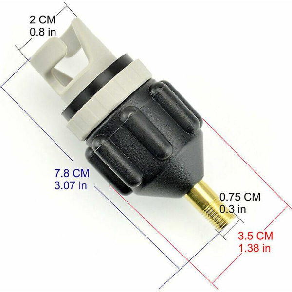 Adapter för uppblåsningsventil till kajaker och surfbrädor, simbassäng, trädgård - orange grå