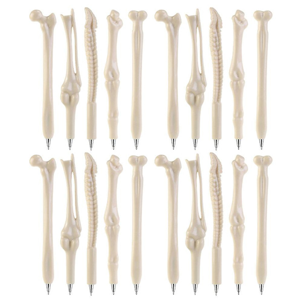 20 kuglepenne i knogleform til jævn skrivning kuglepenne studenter kuglepenne Halloween kuglepenne (15cm, hvid)