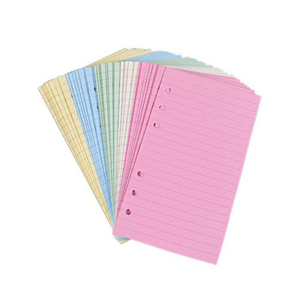 50 sidor A6 färgad 6-håls linjerad lösblad anteckningsblock fyllpapper (17,2x9,5 cm, som visas på bilden)