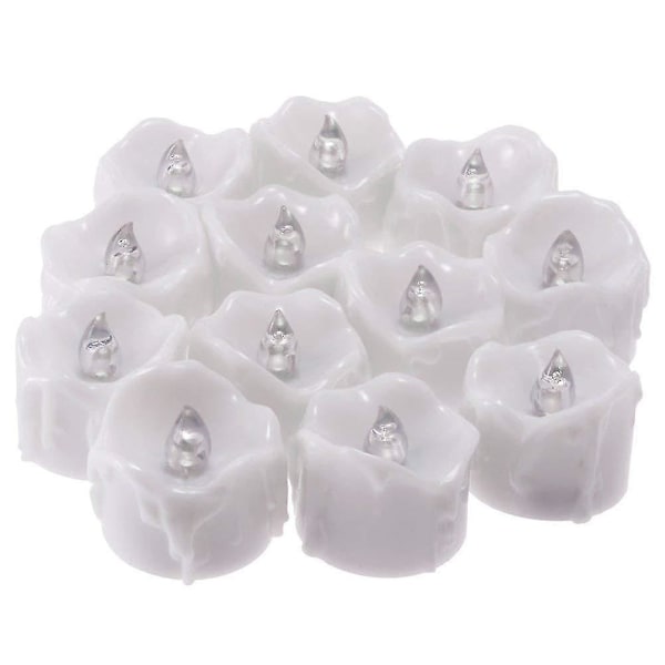 12 Pcs Flameless Led Tea Light, Electric Fake Candle In Warm White And Wave Open