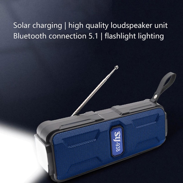 Bluetooth Audio Utomhus Ficklampa Bluetooth 5.1 Radio Multifunktionskort Högtalare FM Radio Bärbar Högtalare (Blå)