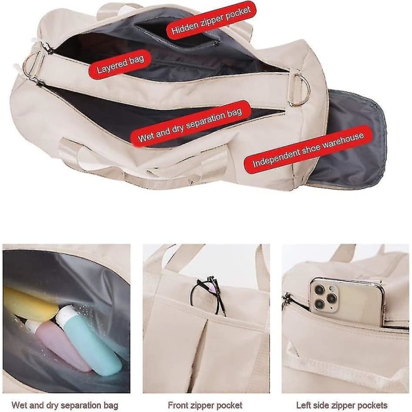 Sport Gym Bag Med Skosäck Våt Väska Duffel Bag Vattentät Resväska