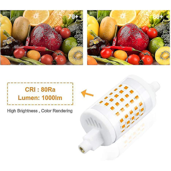 R7s 10w LED-lampa (2-pack) dimbar med Smd2835 LED-chip, keramiskt hölje, 220v 1000lm