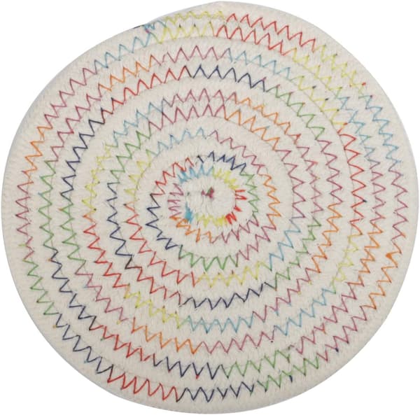 Hvitt 3-delt sett: 100 % bomullssnorflettet gryteunderlagsett, 7\" diameter