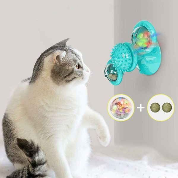 Katt leksaker, rolig katt väderkvarn leksak, interaktiv katt leksak med kattmynta och bollar