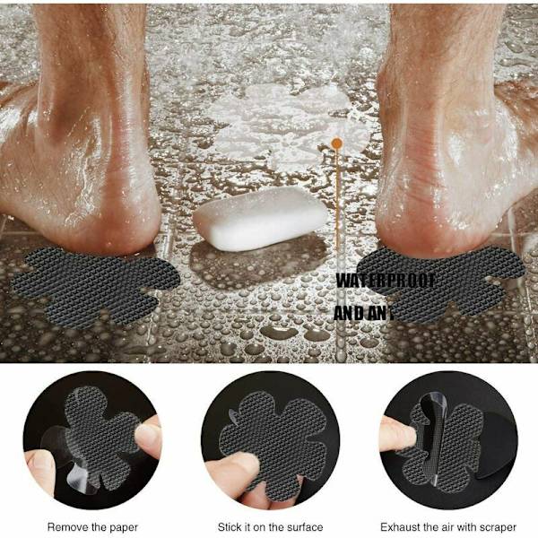 Premium Non-Slip Tub & Shower Squeegee Stickers Svart-24st.