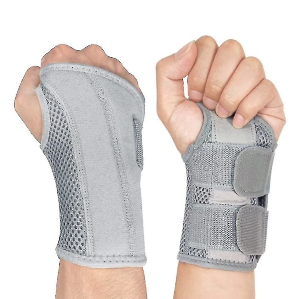 Håndleddsstøtte for karpaltunnel, pustende håndleddskinneskinne Nattstøtte Justerbare stropper for senebetennelse Arthritis_cc（Høyre L，Grå）